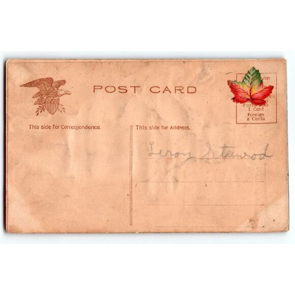 Santa Claus Christmas Postcard Airbrushed Deep Embossed Holding X-mas Tree Toys - Picture 2 of 2